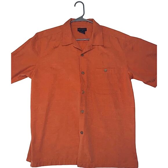 Gordon Clothing Short Sleeve Button Front Shirt - Large Orange Palm Tree Pattern - Picture 1 of 11